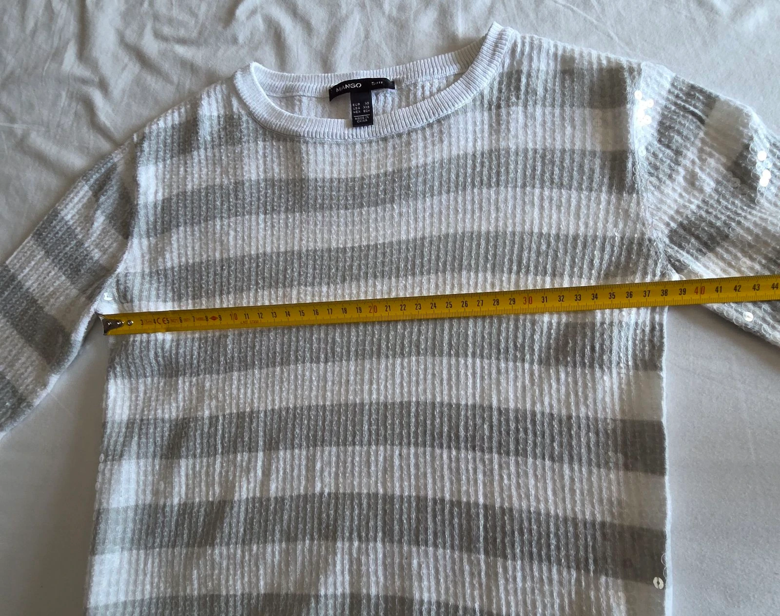 Grey and white striped sweater XS Mango Suit shiny sequined sweater – photo 11